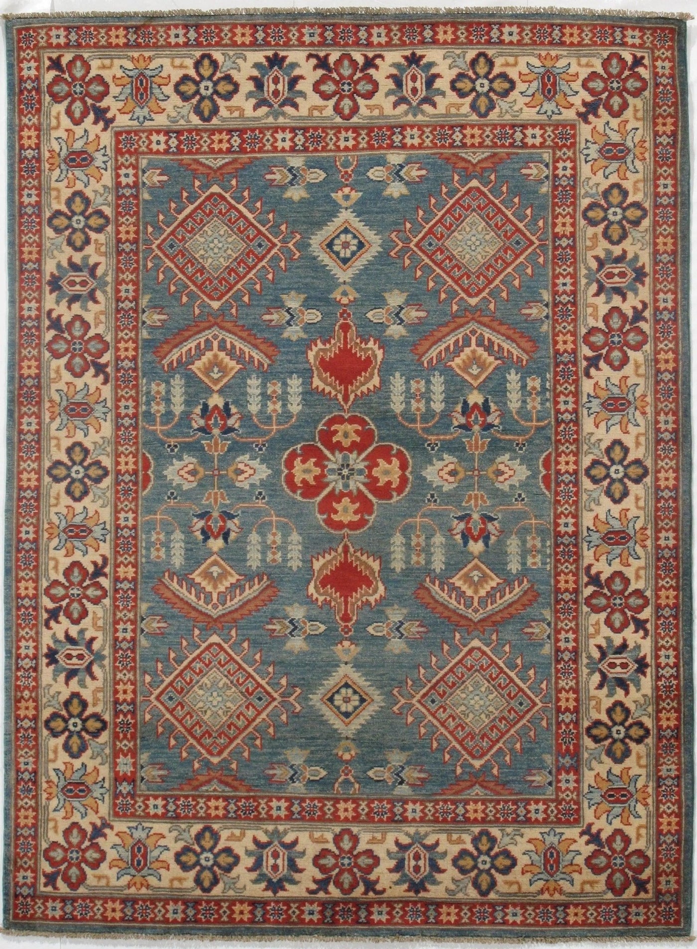 Canvello Light Blue Fine Kazak Rug - 5' X 7' - Canvello