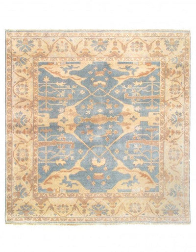 Light Blue Hand Knotted Oushak Square 8' X 8'