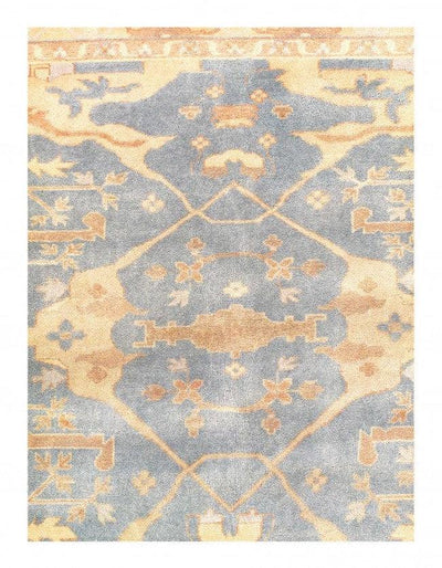 Light Blue Hand Knotted Oushak Square 8' X 8'