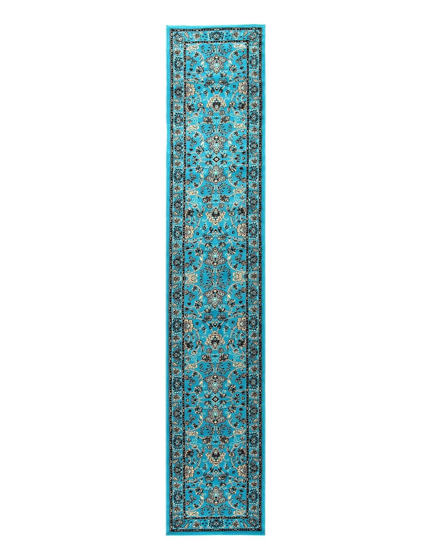 Canvello Light Blue machine made Kashan Runner 3' X 16'5'' - Canvello