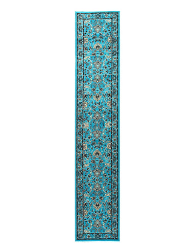 Canvello Light Blue machine made Kashan Runner 3' X 16'5'' - Canvello