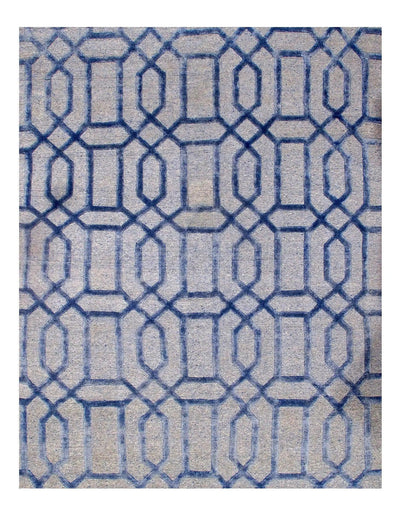 Canvello Light Blue Modern silk & wool Rug - 4' x 6 - Canvello