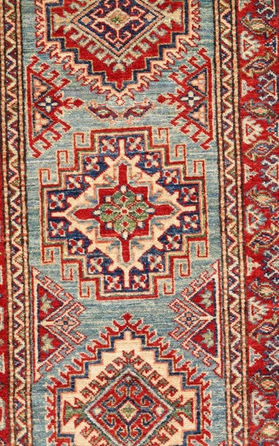 Canvello Light blue Pak Super Kazak Lamb's Wool 2'5" X 6'8" - Canvello