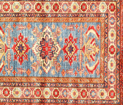 Canvello Light blue Pak Super Kazak Lamb's Wool Rug - 3' X 5' - Canvello