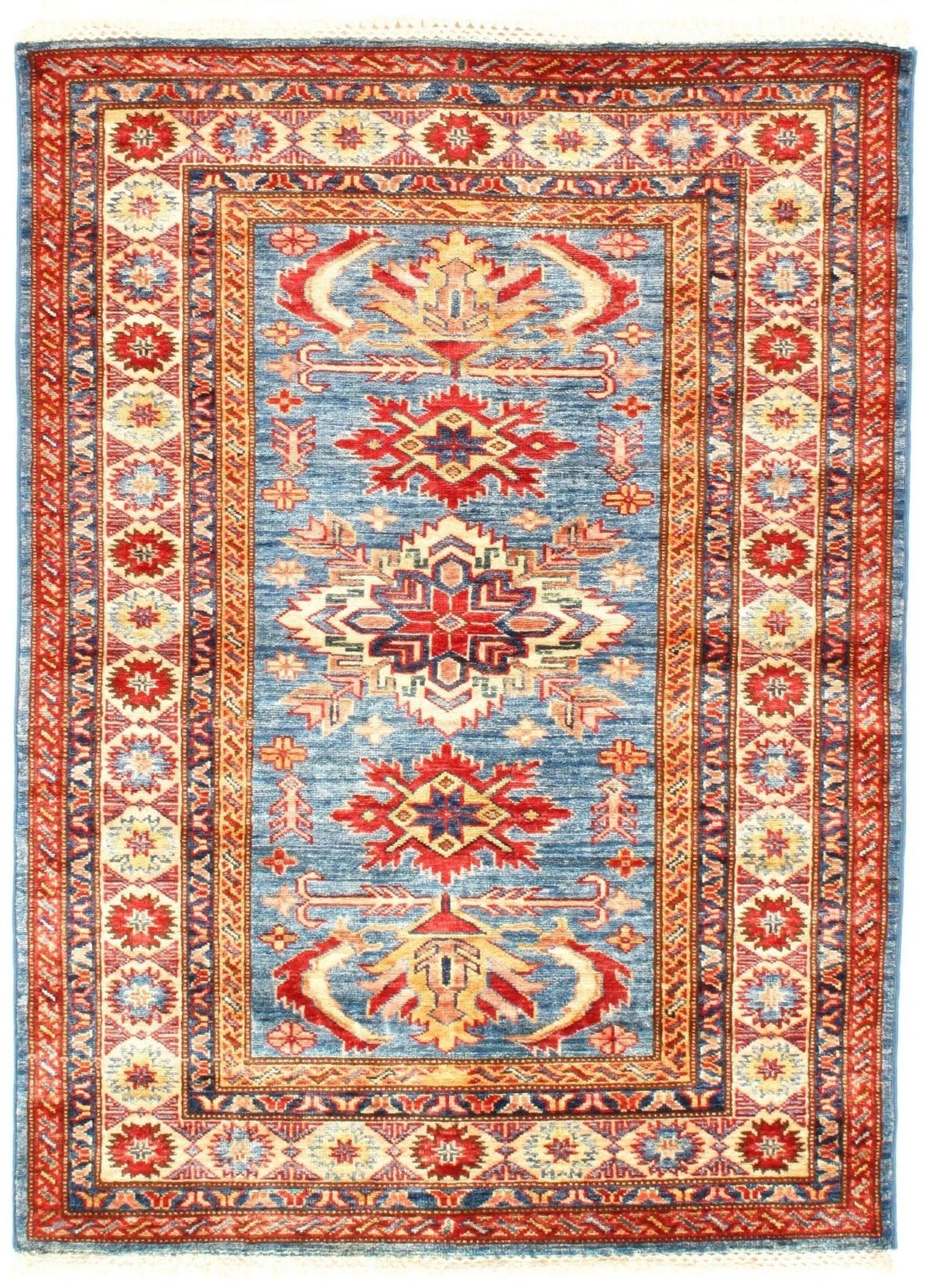 Canvello Light blue Pak Super Kazak Lamb's Wool Rug - 3' X 5'