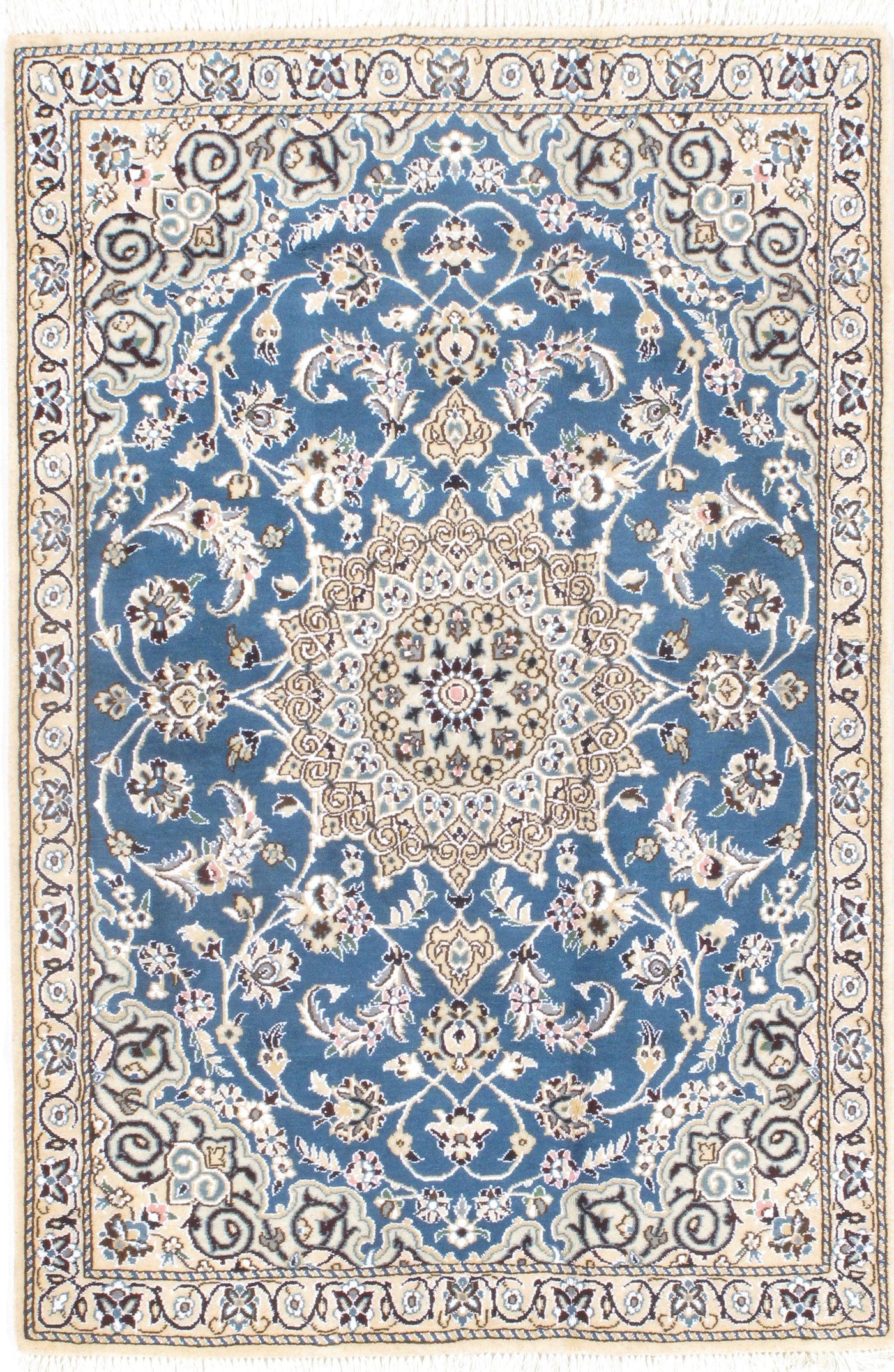 Light Blue Persain Nain silk & wool Rug - 2'7'' x 4'5''