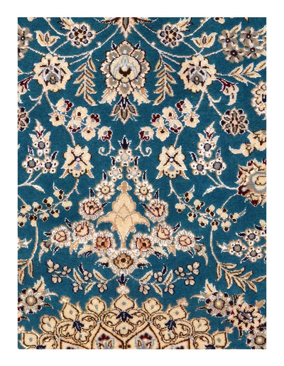 Canvello Light Blue Silkroad Nain silk & wool 4'x6' - Canvello