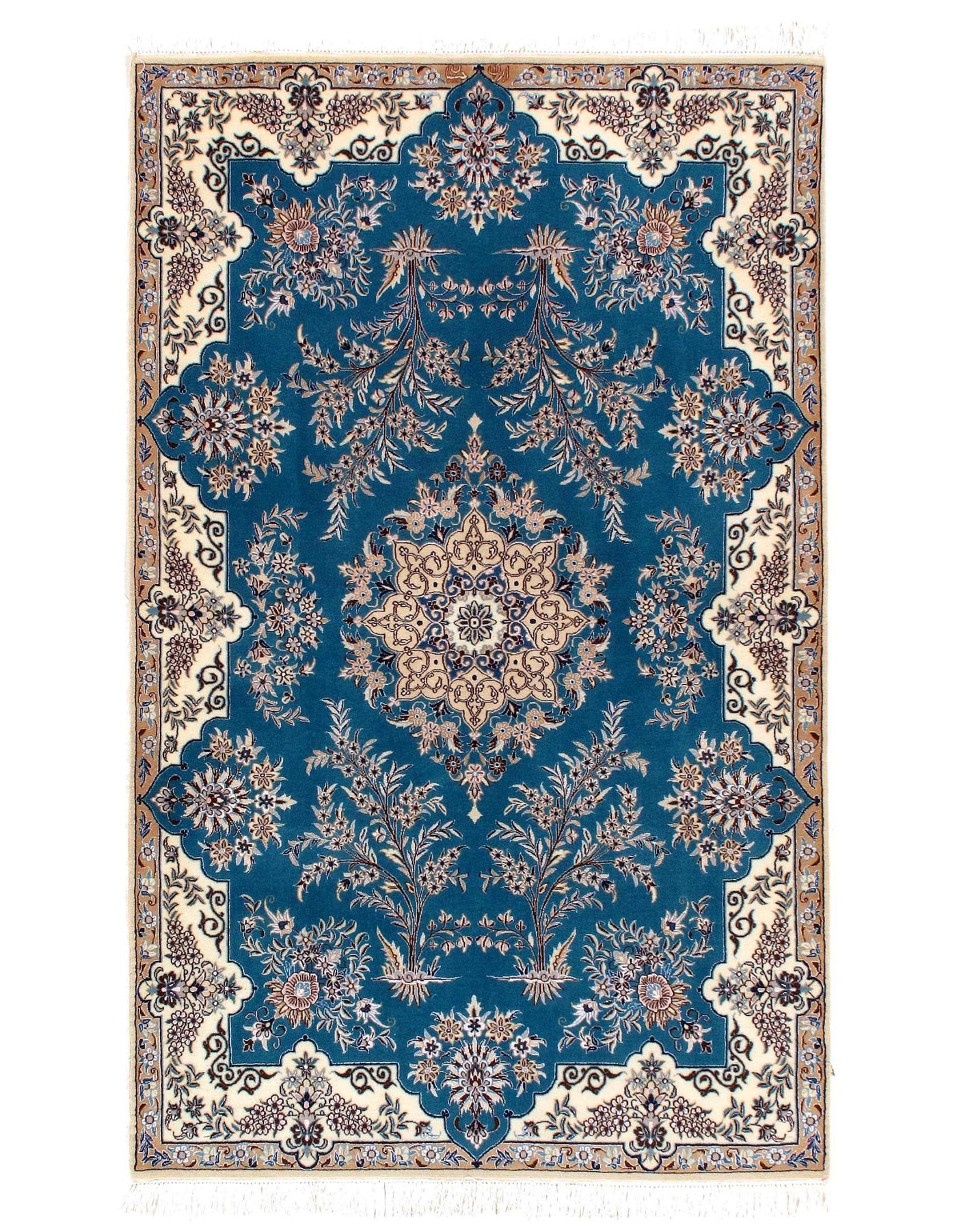 Canvello Light Blue Silkroad Nain silk & wool - 4'x6' - Canvello