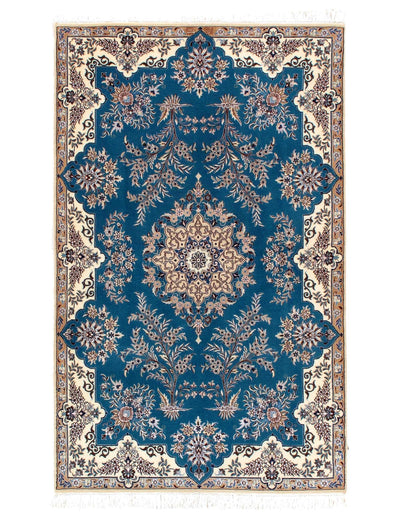 Canvello Light Blue Silkroad Nain silk & wool - 4'x6' - Canvello