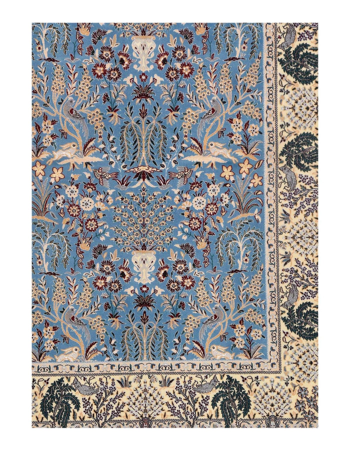 Canvello Light Blue Silkroad Nain silk & wool 6 LA Rug - 6' x 3'9'' - Canvello