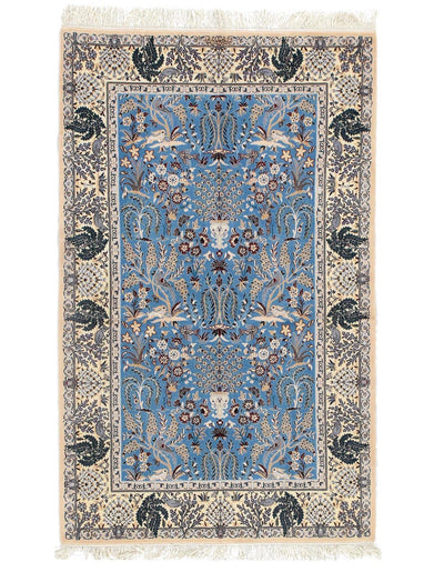 Canvello Light Blue Silkroad Nain silk & wool 6 LA Rug - 6' x 3'9'' - Canvello