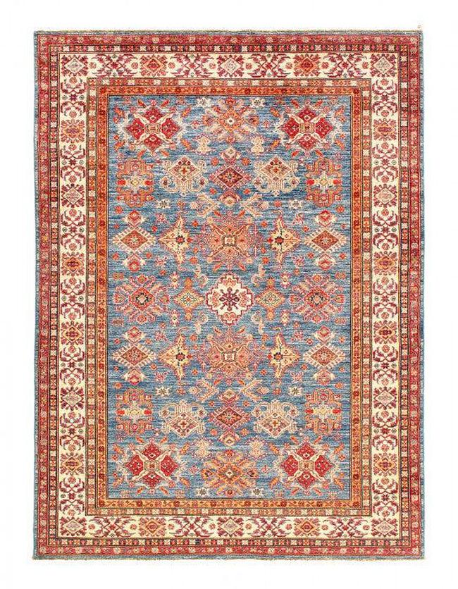 Canvello Light Blue Super Kazak Lamb's Wool Rug - 5'7" X 7'8" - Canvello