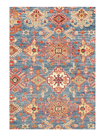 Canvello Light Blue Super Kazak Lamb's Wool Rug - 5'7" X 7'8" - Canvello