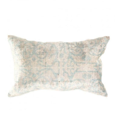 Canvello Light Blue Velvet Turkish Ikat Pillow - 15'' X 24'' - Canvello