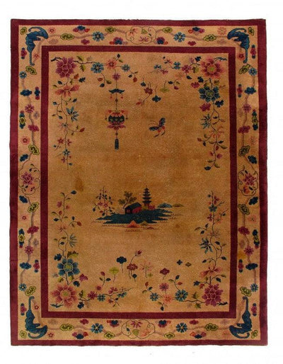 Canvello Light Brown Antique Chinese Art Deco Rug - 8' 11''X 11'8''
