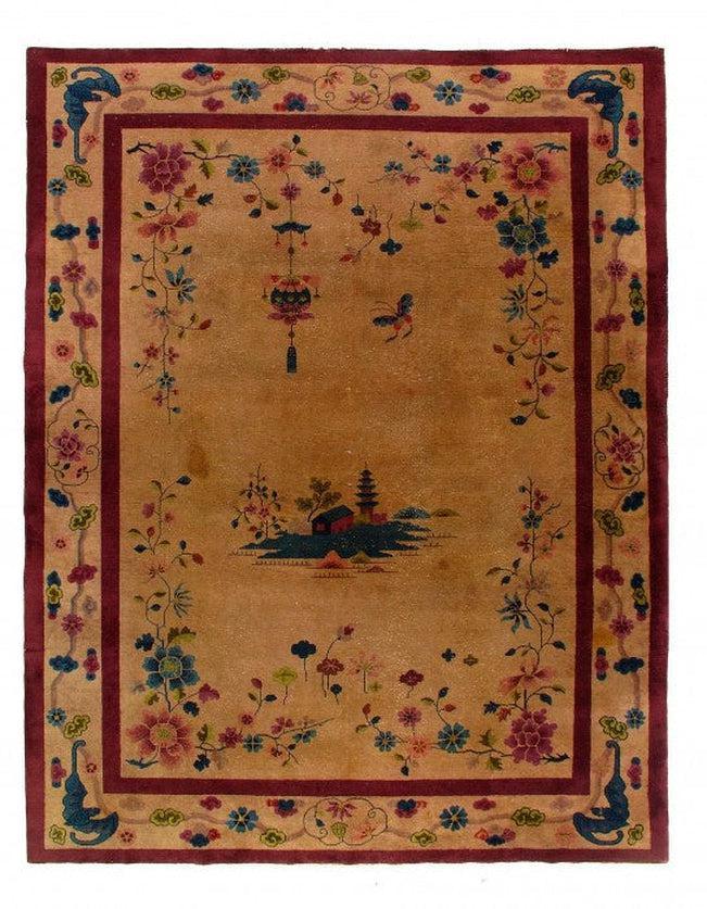 Canvello Light Brown Antique Chinese Art Deco Rug - 8' 11''X 11'8'' - Canvello