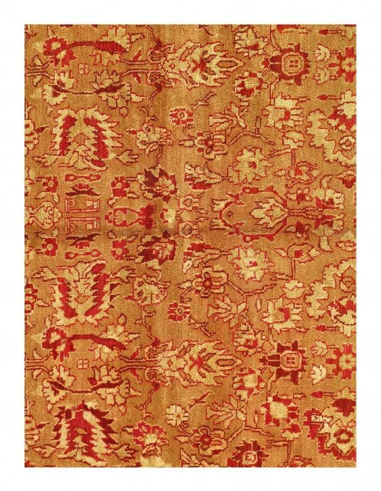 Canvello Light Brown Fine Hand knotted Agra rug - 9'11'' X 14'3''