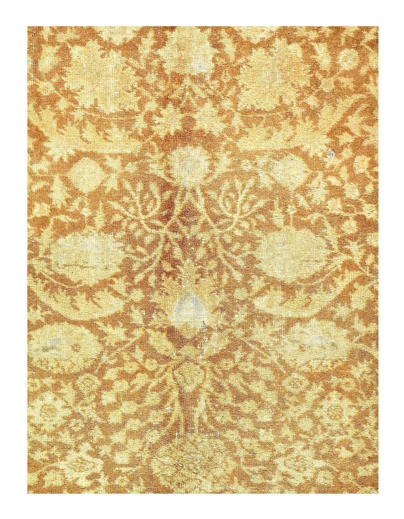 Canvello Light Brown Fine Hand Knotted Antique Shabby Chic Rugs 9'3'' X 12'8'' - Canvello