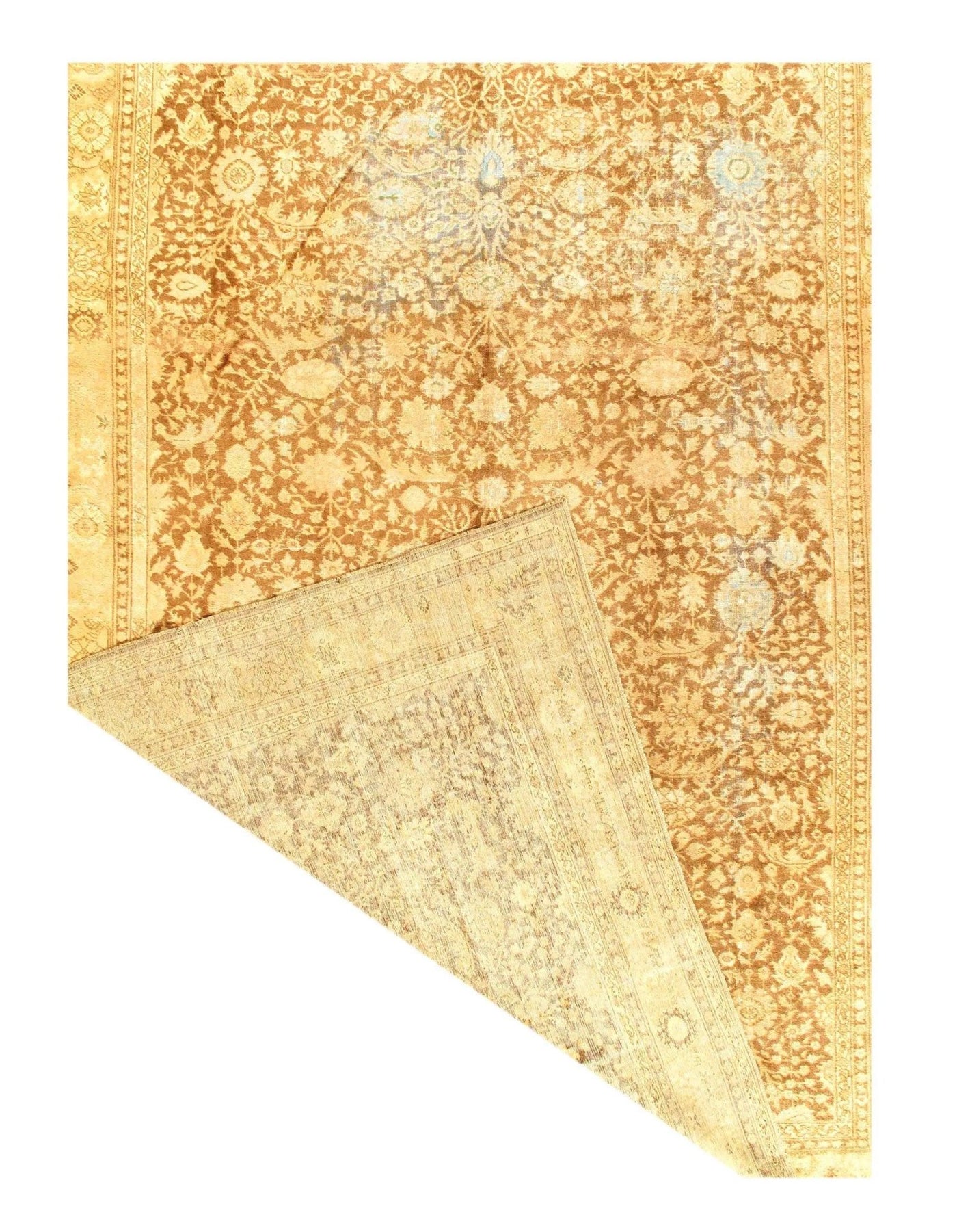 Canvello Light Brown Fine Hand Knotted Antique Shabby Chic Rugs 9'3'' X 12'8'' - Canvello