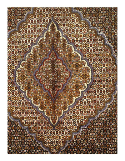 Light Brown Fine Persian silk & wool Tabriz 8'3'' X 11'1''