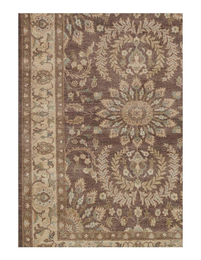 Light Brown Hand Knotted Oushak Design Rug - 5' X 6'7"