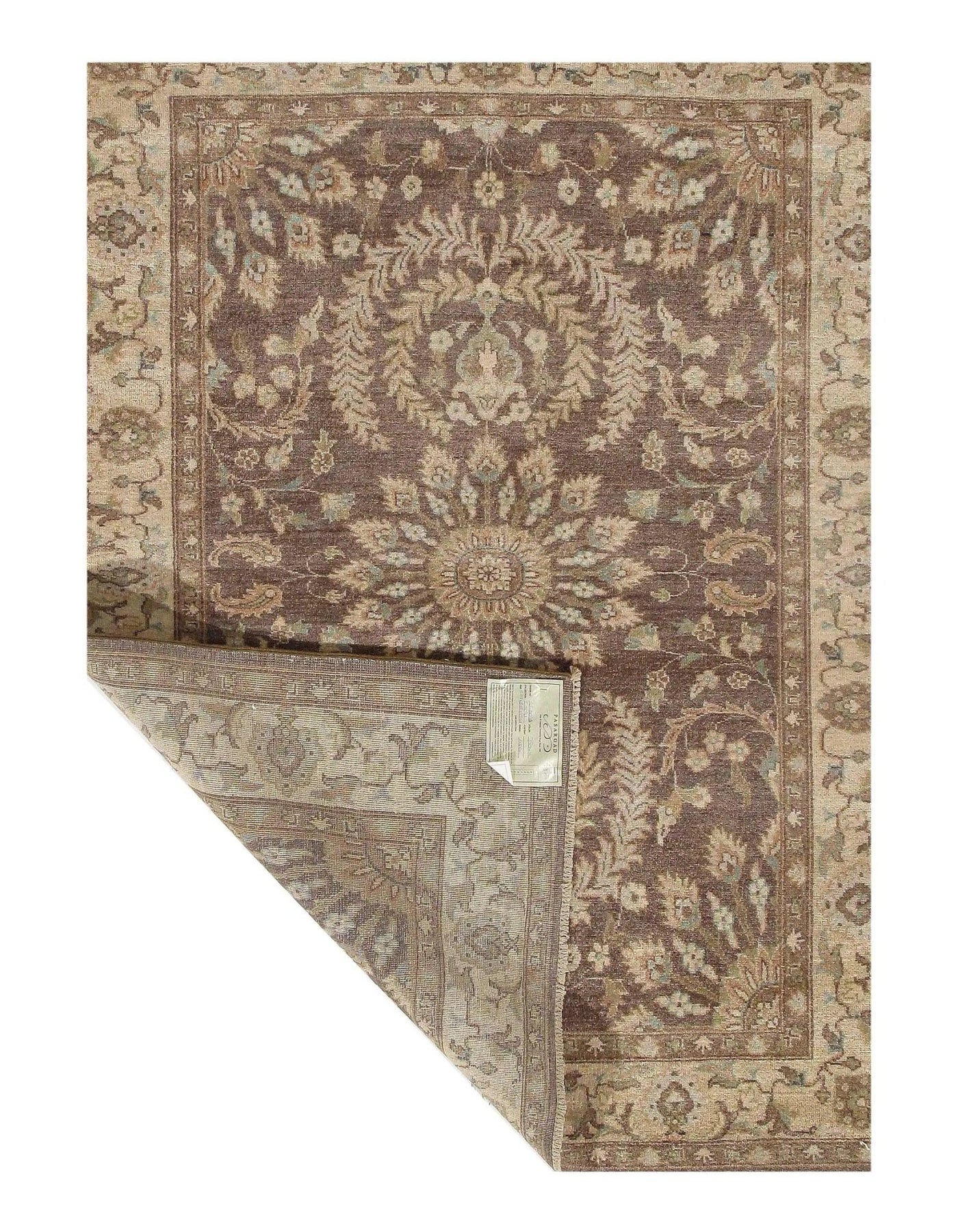 Canvello Light Brown Hand Knotted Oushak Design Rug - 5' X 6'7" - Canvello