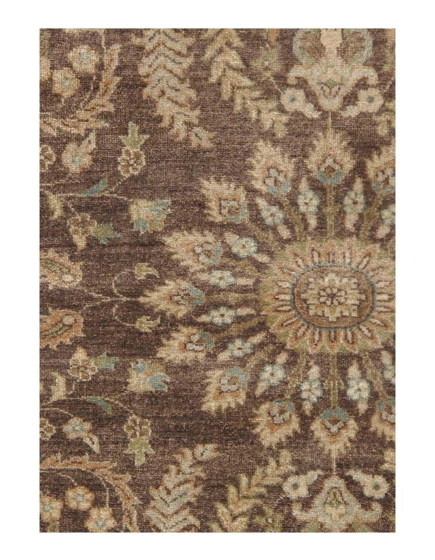 Canvello Light Brown Hand Knotted Oushak Design Rug - 5' X 6'7" - Canvello