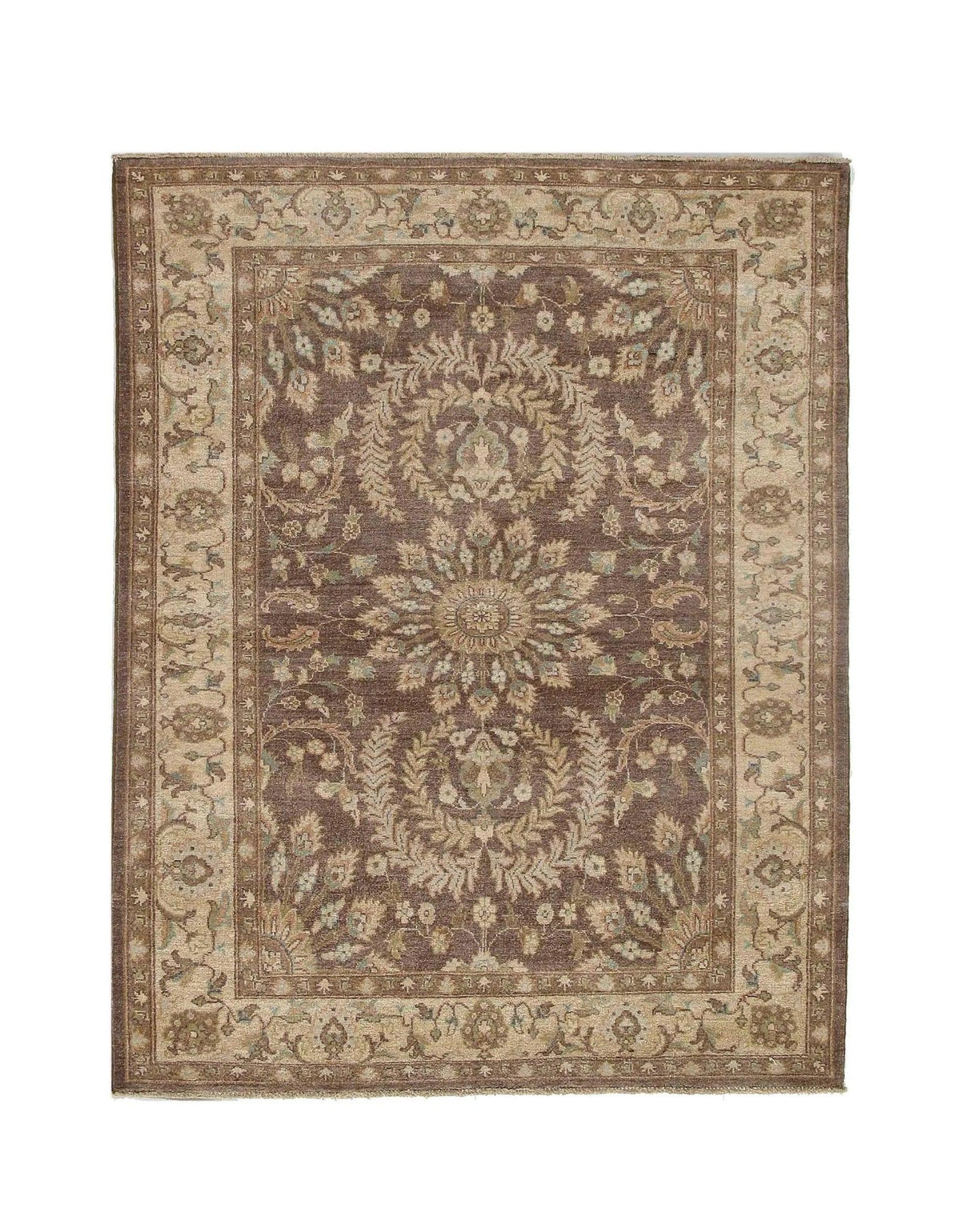 Alfombra con diseño de Oushak anudada a mano en marrón claro Canvello - 5' X 6'7"