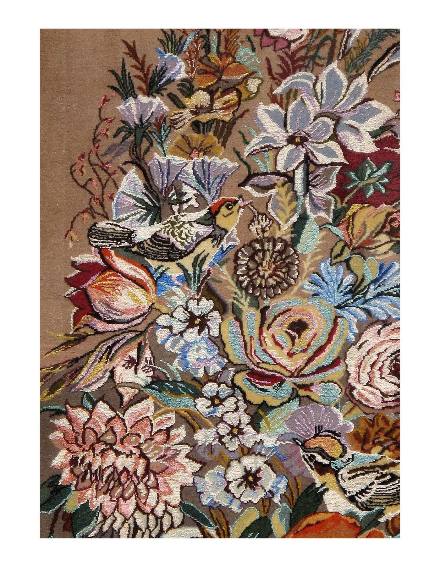 Canvello Light Brown Isfahan Silk & wool Rug - 2' x 3'7" - Canvello