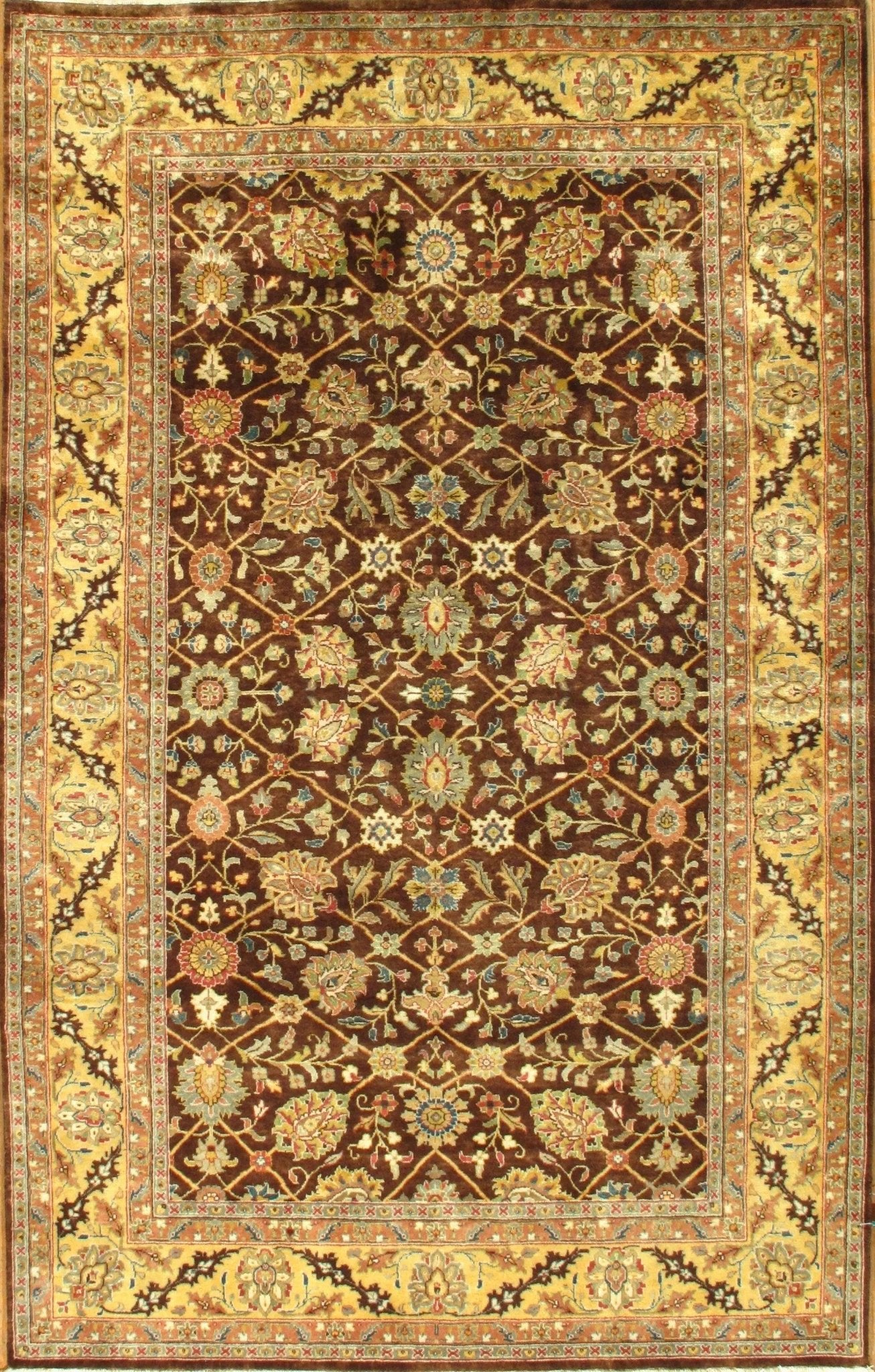 Canvello Light Brown Silkroad Tabriz design rug 5' X 8' - Canvello