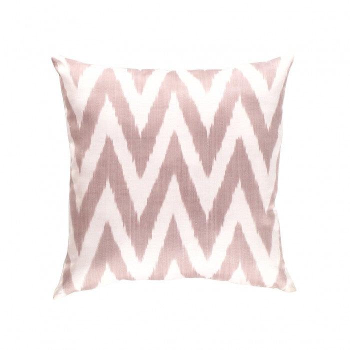 Canvello Light Brown Zig Zag Silk Ikat Pillow - 20'' X 20'' - Canvello