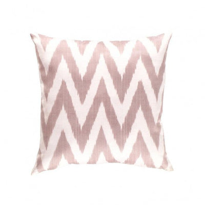 Canvello Light Brown Zig Zag Silk Ikat Pillow - 20'' X 20'' - Canvello