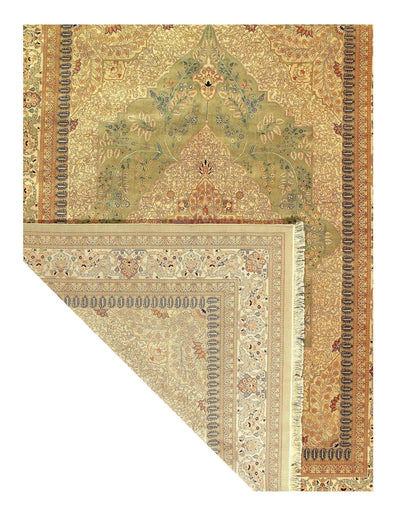 Canvello Light Green Silkroad Tabriz Design rug 9' X 12' - Canvello