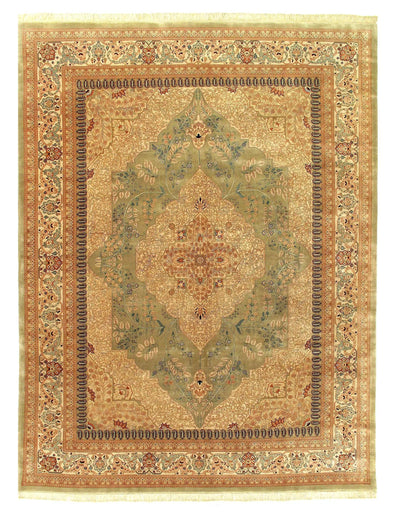 Light Green Persian Tabriz Design rug 9' X 12'