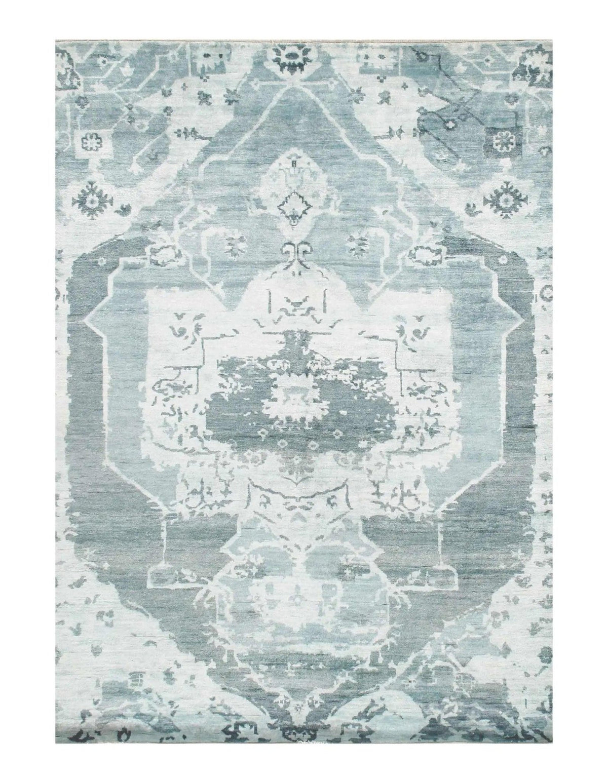 Canvello Light Turquoise Modern Pure Bamboo Silk Rug - 5'7" X 8'7"