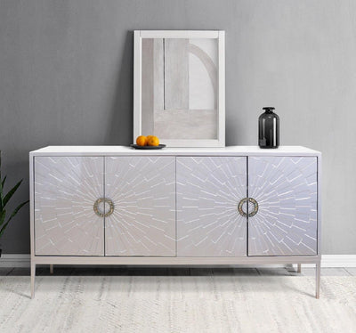 Canvello Luna Sideboard, 4 Doors with 2 Chrome Polished Metal Handle - Canvello