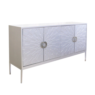 Canvello Luna Sideboard, 4 Doors with 2 Chrome Polished Metal Handle