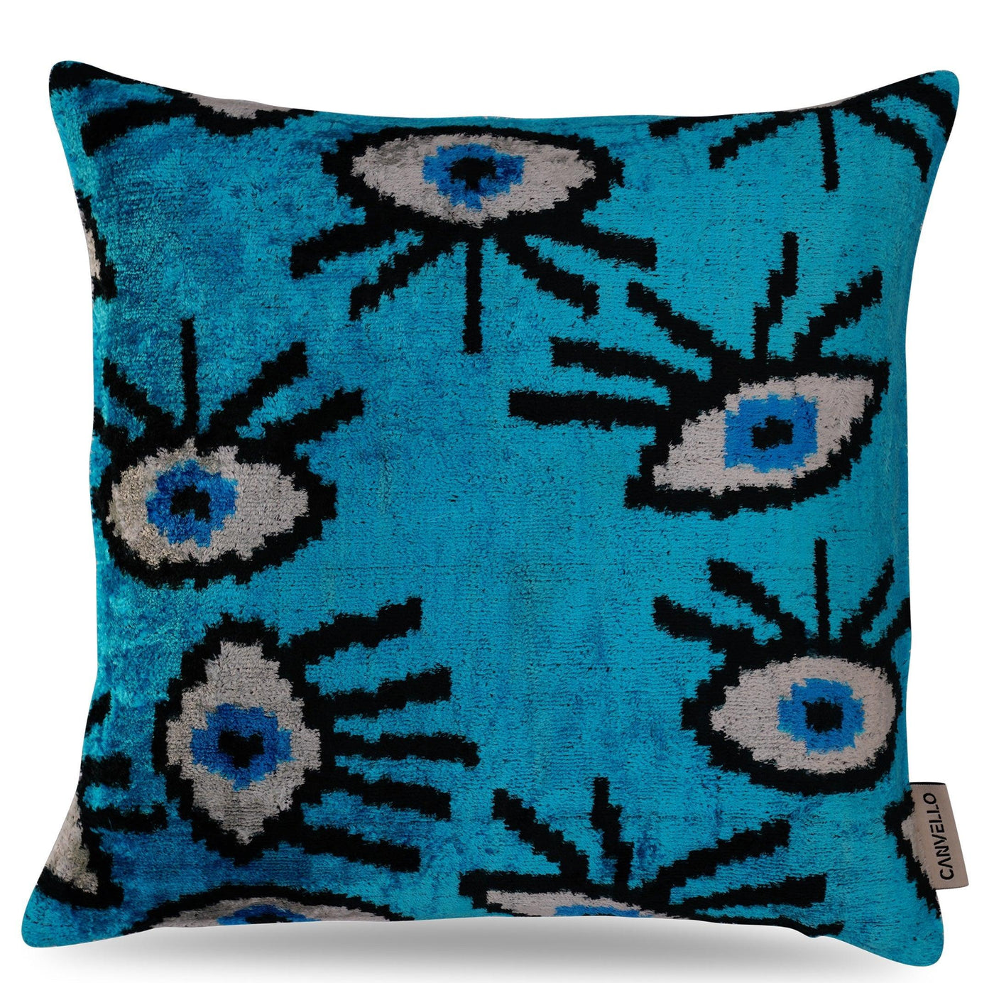 Canvello Luxury Congress Blue Turquoise Evil Eye Pillow for Couch - 16x16 inch