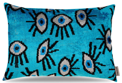 Canvello Luxury Congress Blue Turquoise Olive Evil Eye Pillow for Couch | 16 x 24 in (40 x 60 cm)