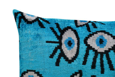 Canvello Luxury Congress Blue Turquoise Olive Evil Eye Pillow for Couch | 16 x 24 in (40 x 60 cm)