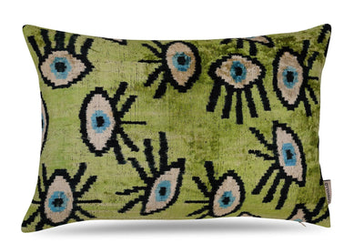 Canvello Luxury Green Smoke Olive Evil Eye Pillow for Couch| 16 x 24 in (40 x 60 cm) - Canvello