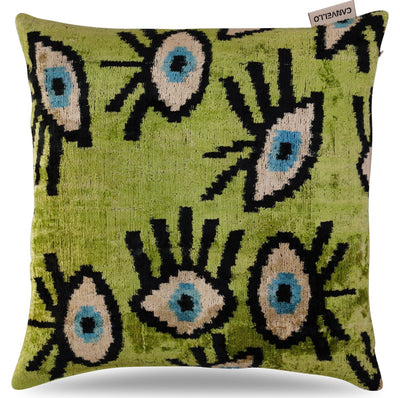 Canvello Luxury Green Smoke Olive Evil Eye Pillow for Couch - 16x16 inch - Canvello