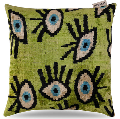 Canvello Luxury Green Smoke Olive Evil Eye Pillow for Couch - 16x16 inch