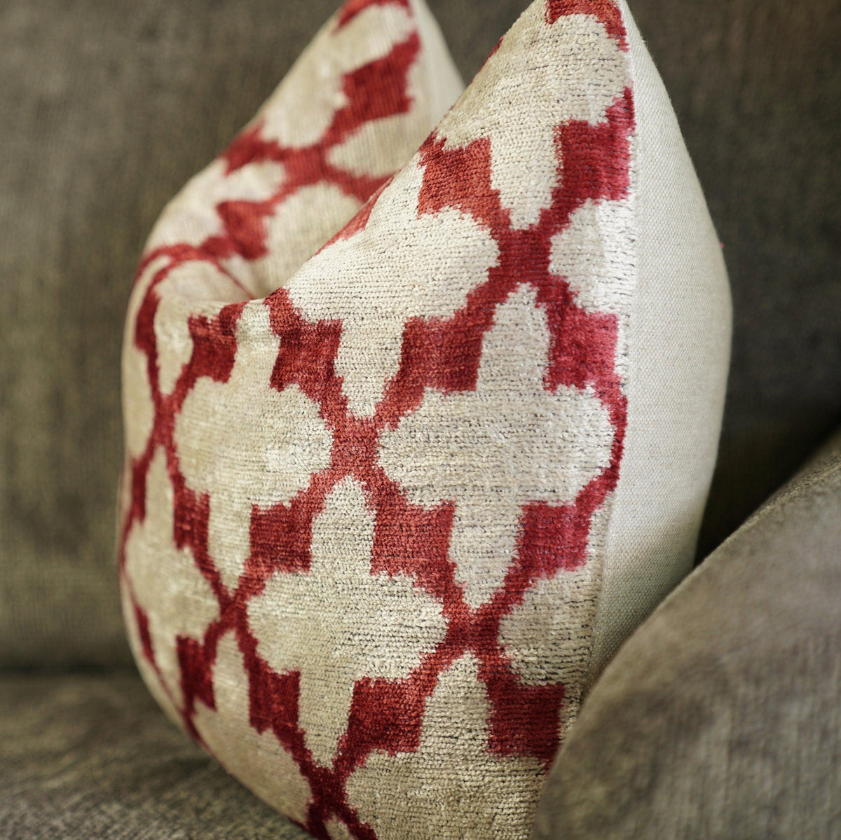 Canvello Luxury Hot Pink Geometric Pillow with Down Insert 16"x16" - Canvello