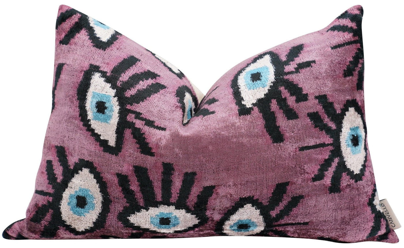 Canvello Luxury Pink Purple Evil Eye Pillow for Couch | 16 x 24 in (40 x 60 cm) - Canvello