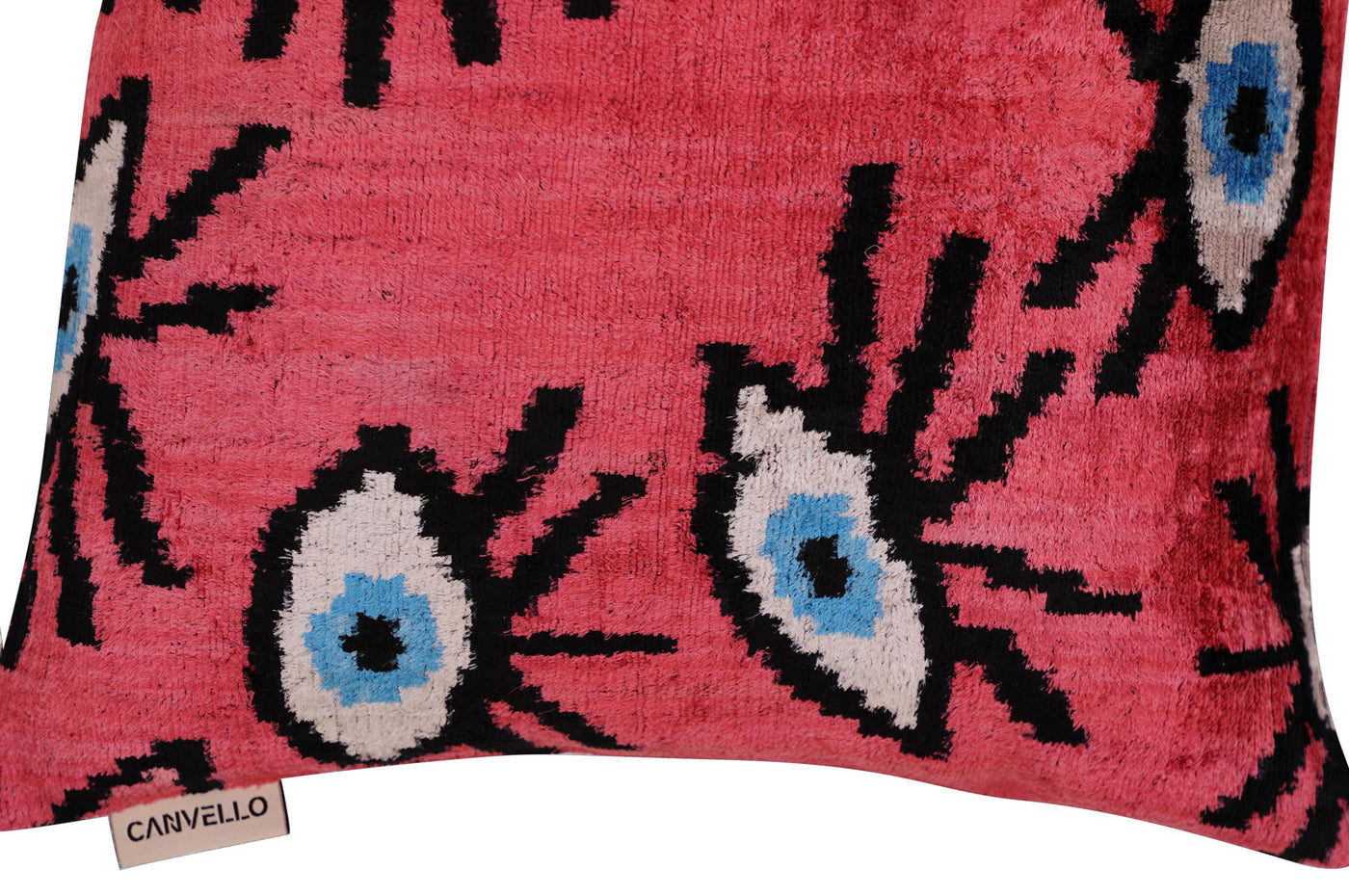 Canvello Luxury Pinkish Red Evil Eye Pillow for Couch - 16x16 inch