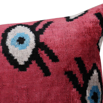 Canvello Luxury Pinkish Red Evil Eye Pillow for Couch | 16 x 24 in (40 x 60 cm)