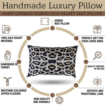 Canvello Luxury Tiger Print Black Silk Pillows - 16x24