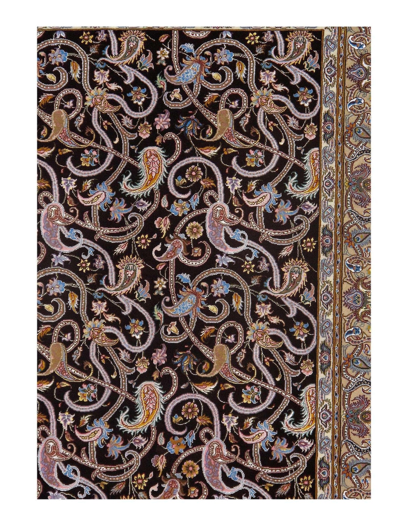 Canvello Maroon Silkroad Isfahan silk & wool Rug - 3'7" X 4'11" - Canvello