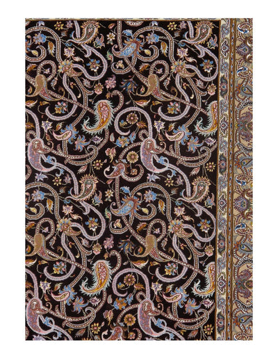 Canvello Maroon Silkroad Isfahan silk & wool Rug - 3'7" X 4'11" - Canvello